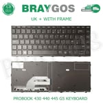 Replacement For HP PROBOOK 430 440 445 G5 UK Layout Laptop Keyboard With Frame