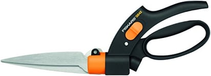 Fiskars Cisaille à Gazon, Lames rotatives, Mécanisme Anti-bourrage Servo-System, Longueur: 34, 4 cm, Lames en Acier/Poignées en Plastique, Noir/Orange, GS42, 1000589