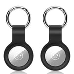 Porte Clé Compatible avec Airtag, Porte Clef en Silicone pour Apple Airtag, Etui de Protection Anti-Rayures Portable et Étanche pour AirTags, Noir*2