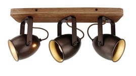 Chericoni Dolce Spot – 3 lumières – Acier noir avec bois vintage