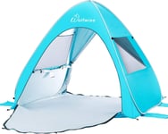 WolfWise UPF 50+ Easy Pop Up Beach Sun Shelter Tent Portable Baby Blue Silver 