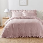 Appletree - Lavender Frill Duvet Cover - Double Bedding Size (200 x 200cm) - Soft 100% Cotton - 2 Pillowcases - Frilly Bedding - Ruffle Duvet Cover in Purple - Ruffle Bedding - Lilac Bedding