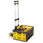 Stanley Chariot de Transport Pliable FT501/FT505 - Chariot de Transport 70 kg - Caisse Pliante 25 kg - Shopping, Manipulation et déménagement - Noir/Jaune