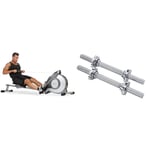 Sunny Health and Fitness Magnetic Rowing Machine, Folding Rower SF-RW5515 and Unisex Sunny Health & Fitness 35 Cm Threaded Chrome Dumbbell Bar