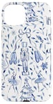 Coque pour iPhone 15 Plus Toile Bleu Casse-Noisette Noeud Noisette