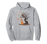 Fox And Owl On The Tree Animal Lover Autumn Leaves Pullover Hoodie