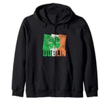 Shamrock Clover On Vintage Irish Flag Dublin Ireland Pride Zip Hoodie