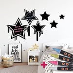 Ambiance Sticker Ardoise Tableau Noir - Stickers Muraux Adhésif Effaçable - Étoiles Graffiti - H85 x L105 cm + 4 Craies Liquides