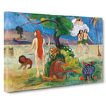 Paradise Lost By Paul Gauguin Classic Painting Canvas Wall Art Print Ready to Hang, Framed Picture for Living Room Bedroom Home Office Décor, 20x14 Inch (50x35 cm)