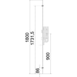 Crémone serrure - Tétière 18 mm - 3 points - Axe 40 mm longueur 2150 mm cote d 1045 mm - Coffre 213 x 58 mm - GU-Europa Ferco