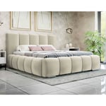 Bestmobilier - Torreon - lit coffre - 160x200 - sommier inclus - en velours - beige