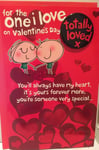 One i love Valentine's Day Houmour Large Greeting Card with Badge Totally Loved