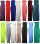 Women Bandeau Maxi Dress Ladies Off Shoulder Sheering Boob Tube Long Dresses