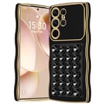 Miss Arts for Samsung Galaxy S24 Ultra Case, for Samsung S24 Ultra Phone Case with Suction Mount【Hands-Free Strong Grip Holder for Selfies and Videos】Women Girls Bling Luxury Protective Cover - Black