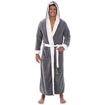 Peignoir pour Hommes À   Capuche Robe d'hiver Hommes Solide en Peluche Épais Peignoir Allongé Homme Homewear Robe Pyjama Chemise De Nuit Asiatique Taille4Xl Sty Livraison Gratuite