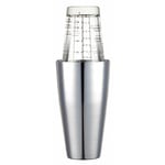 BarCraft Boston Cocktail Shaker Set with Printed Recipes in Gift Box, Stainless Steel / Glass, 400ml
