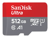 Sandisk Ultra - Flashminnekort (Microsdxc Til Sd-Adapter Inkludert) - 512 Gb - A1 / Uhs-I U1 / Class10 - Microsdxc Uhs-I