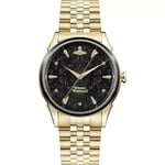 Vivienne Westwood Wallace Women Quartz Watch VV208GDGD Black Dial Gold-Tone 37mm