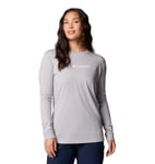 Columbia Women's North Cascades Long Sleeve Tee, Columbia Grey Heather/Gem Columbia, M