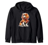 Cavalier King Charles Spaniel Dog Scarf Pumpkin Thanksgiving Zip Hoodie