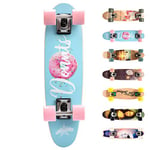 meteor Fancy Board Vintage Mini Cruiser Complete Bois véritable Érable Canadien Skateboard Ridge Mini Skate Planche a roulettes rétro 55 cm / 22" (Donuts)