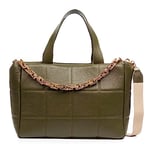 FIRENZE ARTEGIANI. Anzi Women's Tote Bag, Genuine Leather Sauvage Finish, 42 x 18 x 29 cm, Colour: Dark Green, dark green, Utility