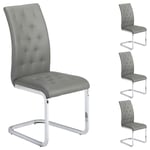 Idimex - Lot de 4 chaises chloe, en synthétique gris