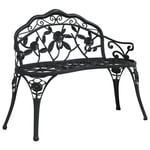 Banc De Jardin Meuble De Patio D'extérieur Terrasse 100 X 54 X 80 Cm Aluminium Coulé Noir Helloshop26 02_0011142