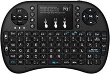 Mini i8+ Wireless (AZERTY) - Mini Clavier Française Rétro-éclairé Ergonomique sans Fil avec Touchpad - Pour Smart TV, mini PC, HTPC, Console, Ordinateur (Noir)