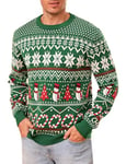 Gyabnw Merry Christmas Jumper Men UK Funny Xmas Sweater Ugly Crew Neck Winter Knitted Long Sleeve Outfits Tops