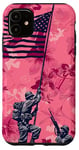 Coque pour iPhone 11 Rose Pop Art Floral Iwo Jima Drapeau Américain Levage