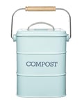 KitchenCraft Living Nostalgia, Kitchen Compost Bin, Metal, 16.5cm x 24 cm, Duck Egg Blue