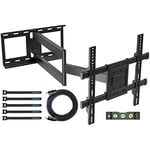 BONTEC Support Mural TV à Extra Longue Portée 850mm pour Écrans Plats/Incurvés LCD/LED/OLED de 32 à 70 Pouces jusqu'à 60 kg, Support TV Mural Pivotant, Inclinable et Rotatif, Max VESA 400x400 mm