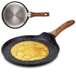 Nava - Crêpière 24 cm en Aluminium avec revêtement antiadhésif de Pierre pour Une préparation Saine et sans matières Grasses