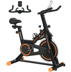 HOMCOM Exercise Bike Indoor Cycling w/ LCD Display, Heart Rate Sensor, Orange