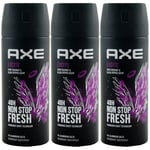 Axe Deodorant Spray Excite 3 X 150ml for Man 48H Fresh 0% Aluminum Salts