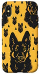 Coque pour iPhone X/XS Jaune Géométrique Noir Berger Allemand Art