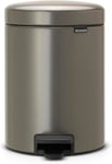 5L Brabantia NewIcon Pedal Bin, Soft-Closure Bathroom Rubbish Bin, Platinum