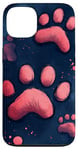 iPhone 13 Purple Teal Blue Dog Paw Print Paws Patten on Black Case