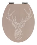 WENKO Abattant WC Stag | Lunettes WC avec Frein de Chute | Installation Rapide | Déclipsable pour Entretien Facile | Tampon Mural | Design scandinave| MDF | 37,5 x 44 cm| Taupe