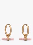 Rachel Jackson London  Mini Rose T Bar Huggie Hoop Earrings, Gold/Pink