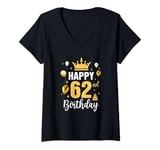 Womens Happy 62Nd Birthday Idea For 62 Years Old Man And Woman V-Neck T-Shirt