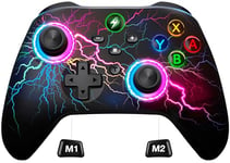 HASACOOL Wireless Switch Pro Controller for Nintendo Switch/Lite/OLED, LED Wired Windows PC Gmaepad-Wireless iOS/Android Remote Switch Controllers with Cool RGB Light/Programmable