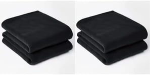 Dreamscene Large Warm Polar Fleece Throw Over Soft Luxury Sofa Bed Blanket, Plain Black - 150 x 200 cm (Pack of 2)