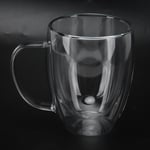 UK (350ml)Glass Mug With Handle Transparent Double Wall Coffee Milk Tea Drink Cu