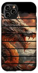 Coque pour iPhone 11 Pro Rétro doré asiatique dragon montagnes ciel arbres art japonais