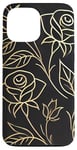 Coque pour iPhone 13 Pro Max Rose florale botanique, style minimaliste