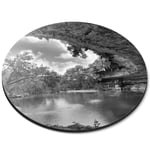 Round Mouse Mat (bw) - Hamilton Pool Sinkhole Texas USA  #37083