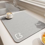 Dai Lufei Tapis de Bain Antidérapant Super Absorbant Diatomite Tapis Salle de Bain Microfibre Tapis Egouttoir Vaisselle Tapis de Douche Doux Séchage Rapide (Gris, 45 * 70)