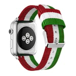 Apple Watch 44mm - Exklusivt Armband i Vävt Nylon Grön/Vit/Röd